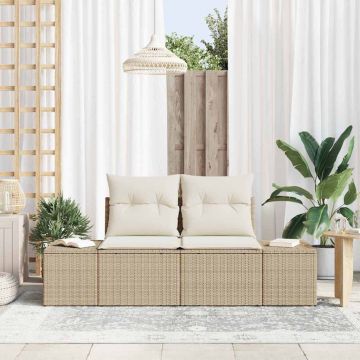 vidaXL Canapea de grădină cu pernă Bej 123 x 62 x 69cm poliratan