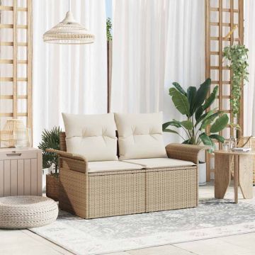 vidaXL Canapea de grădină cu pernă Bej 141 x 62 x 69cm poliratan