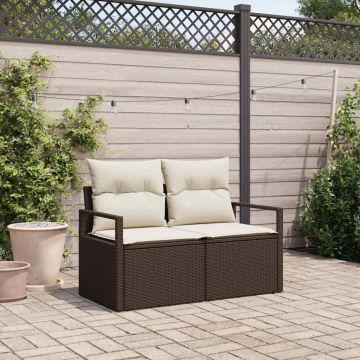 vidaXL Canapea de grădină cu pernă Maro 120 x 62 x 69cm poliratan