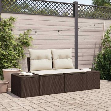 vidaXL Canapea de grădină cu pernă Maro 123 x 62 x 69cm poliratan