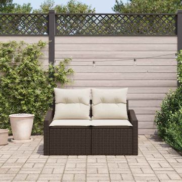 vidaXL Canapea de grădină cu pernă Maro 123 x 62 x 69cm poliratan