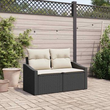 vidaXL Canapea de grădină cu pernă Negru 123 x 62 x 69cm poliratan
