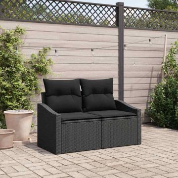 vidaXL Canapea de grădină cu pernă Negru 123 x 62 x 69cm poliratan