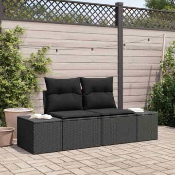 vidaXL Canapea de grădină cu pernă Negru 123 x 62 x 69cm poliratan