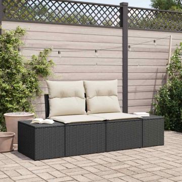 vidaXL Canapea de grădină cu pernă Negru 123 x 62 x 69cm poliratan