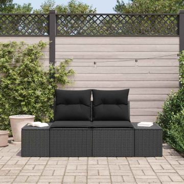 vidaXL Canapea de grădină cu pernă Negru 123 x 62 x 69cm poliratan
