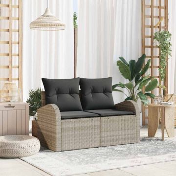 vidaXL Canapea de grădină Gri deschis 124 x 62 x 69cm poliratan
