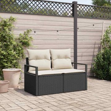 vidaXL Canapea de grădină Negru 120 x 62 x 69cm poliratan