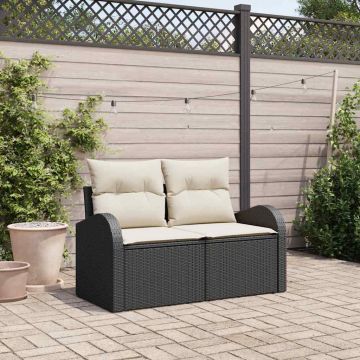 vidaXL Canapea de grădină Negru 124 x 62 x 69cm poliratan