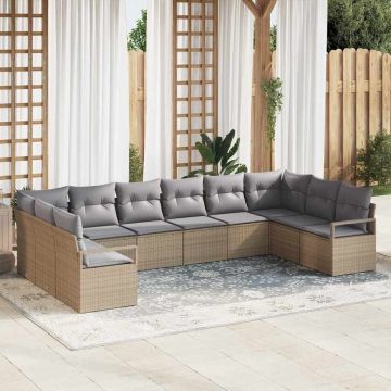vidaXL Set de canapele pentru grădină 10 pcs Beige și gri deschis