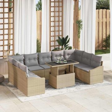 vidaXL Set de canapele pentru grădină 10 pcs Beige și gri deschis