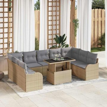 vidaXL Set de canapele pentru grădină 10 pcs Bej 100 x 55 x 73 cm