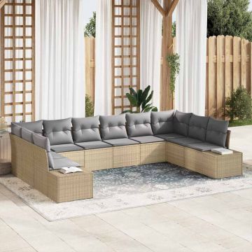 vidaXL Set de canapele pentru grădină 10 pcs bej și gri deschis