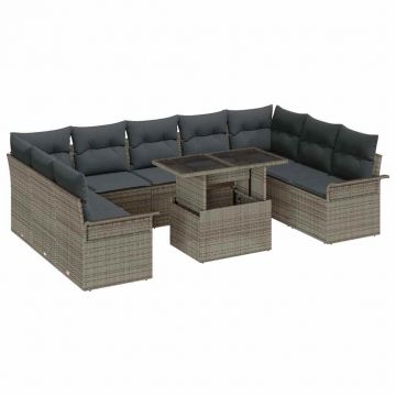 vidaXL Set de canapele pentru grădină 10 pcs Gri 100 x 55 x 73 cm