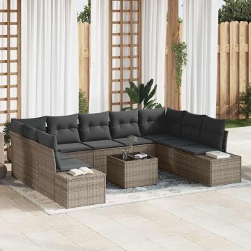 vidaXL Set de canapele pentru grădină 10 pcs Gri 289 x 209 x 85 cm