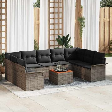 vidaXL Set de canapele pentru grădină 10 pcs Gri 55 x 55 x 37 cm