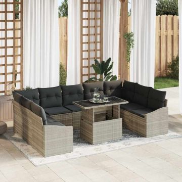 vidaXL Set de canapele pentru grădină 10 pcs Gri deschis și gri închis