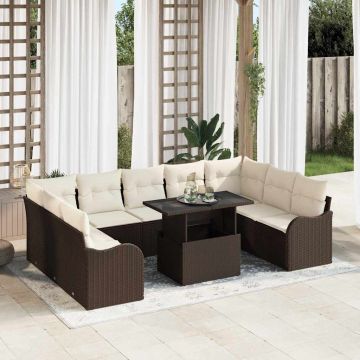 vidaXL Set de canapele pentru grădină 10 pcs Maro 100 x 55 x 73 cm