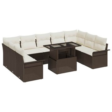 vidaXL Set de canapele pentru grădină 10 pcs Maro 100 x 55 x 73 cm