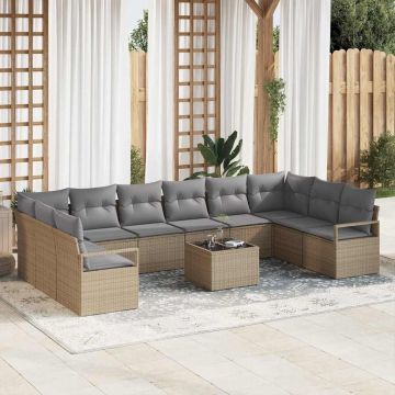 vidaXL Set de canapele pentru grădină 11 pcs Beige și gri deschis