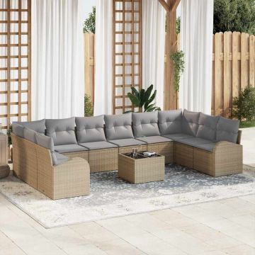 vidaXL Set de canapele pentru grădină 11 pcs Beige și gri deschis