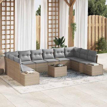 vidaXL Set de canapele pentru grădină 11 pcs bej și gri deschis