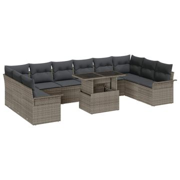 vidaXL Set de canapele pentru grădină 11 pcs Gri 100 x 55 x 73 cm