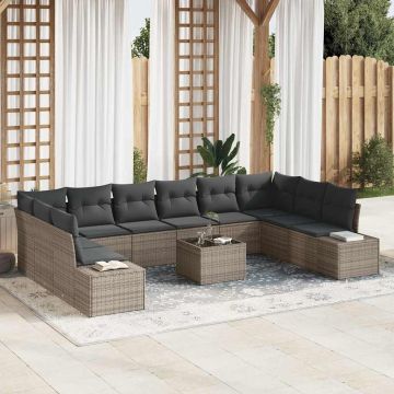 vidaXL Set de canapele pentru grădină 11 pcs Gri 344 x 209 x 85 cm