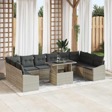 vidaXL Set de canapele pentru grădină 11 pcs Gri deschis și gri închis