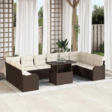 vidaXL Set de canapele pentru grădină 11 pcs Maro 100 x 55 x 73 cm