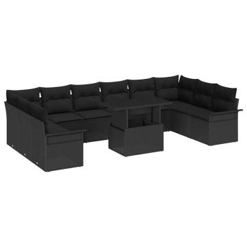 vidaXL Set de canapele pentru grădină 11 pcs Negru 100 x 55 x 73 cm