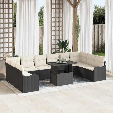 vidaXL Set de canapele pentru grădină 11 pcs Negru 100 x 55 x 73 cm