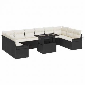 vidaXL Set de canapele pentru grădină 11 pcs Negru 100 x 55 x 73 cm
