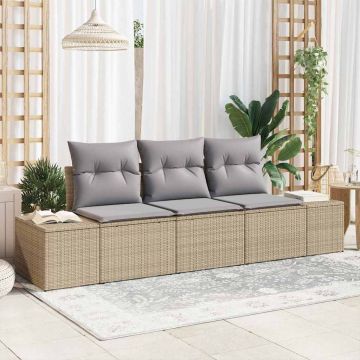 vidaXL Set de canapele pentru grădină 3 pcs Beige și gri deschis