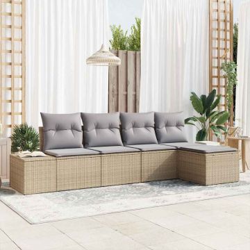 vidaXL Set de canapele pentru grădină 5 pcs Beige și gri deschis