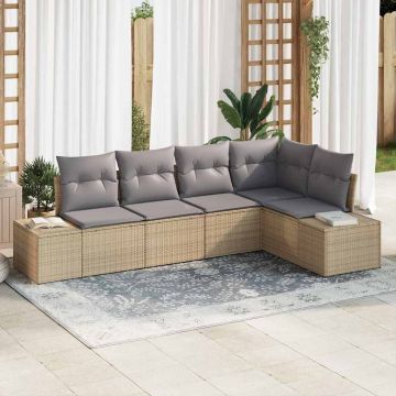 vidaXL Set de canapele pentru grădină 5 pcs Beige și gri deschis
