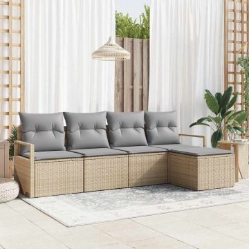 vidaXL Set de canapele pentru grădină 5 pcs Beige și gri deschis