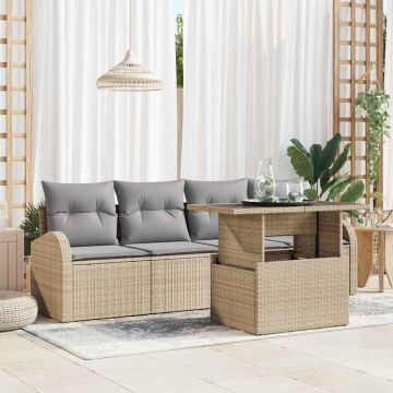 vidaXL Set de canapele pentru grădină 5 pcs Bej 100 x 55 x 73 cm