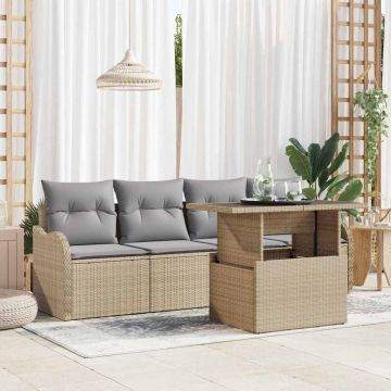 vidaXL Set de canapele pentru grădină 5 pcs Bej 100 x 55 x 73 cm