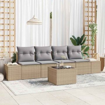 vidaXL Set de canapele pentru grădină 5 pcs Bej și gri 55 x 55 x 37 cm