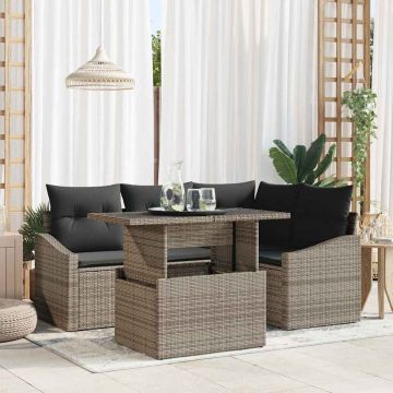 vidaXL Set de canapele pentru grădină 5 pcs Gri 100 x 55 x 73 cm