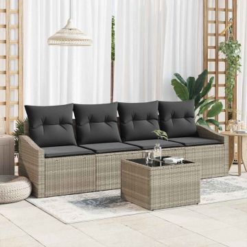 vidaXL Set de canapele pentru grădină 5 pcs Gri deschis și gri închis