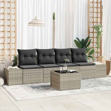 vidaXL Set de canapele pentru grădină 5 pcs Gri deschis și gri închis
