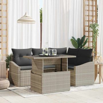 vidaXL Set de canapele pentru grădină 5 pcs Gri deschis și gri închis
