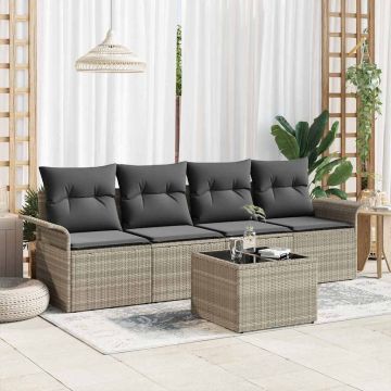 vidaXL Set de canapele pentru grădină 5 pcs Gri deschis și gri închis