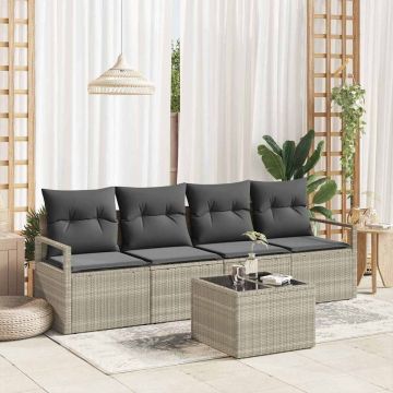 vidaXL Set de canapele pentru grădină 5 pcs Gri deschis și gri închis