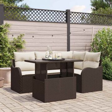 vidaXL Set de canapele pentru grădină 5 pcs Maro 100 x 55 x 73 cm