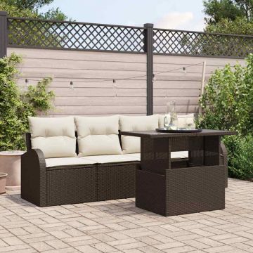 vidaXL Set de canapele pentru grădină 5 pcs Maro 100 x 55 x 73 cm