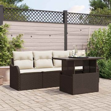 vidaXL Set de canapele pentru grădină 5 pcs Maro 100 x 55 x 73 cm