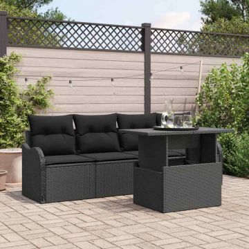 vidaXL Set de canapele pentru grădină 5 pcs Negru 100 x 55 x 73 cm